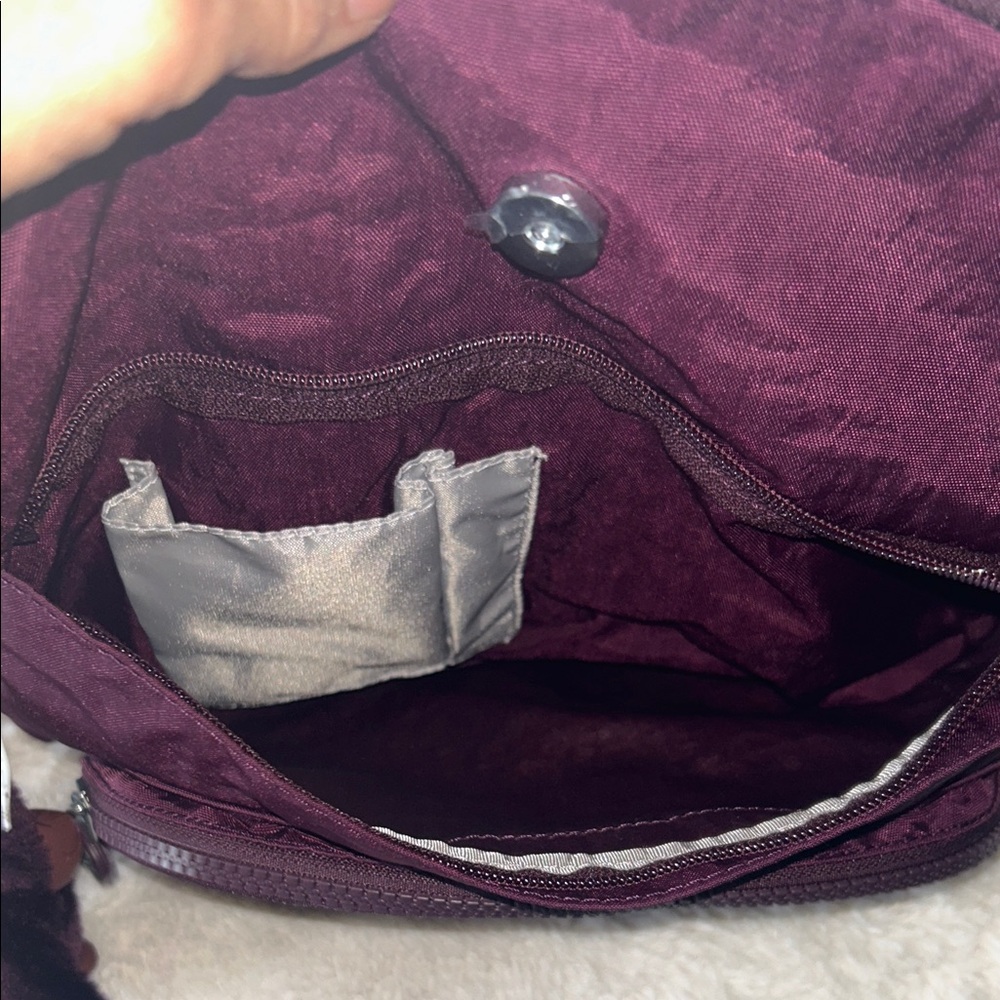 Kipling Queenie Burgundy Backpack with Keychain - Picture 12 of 16